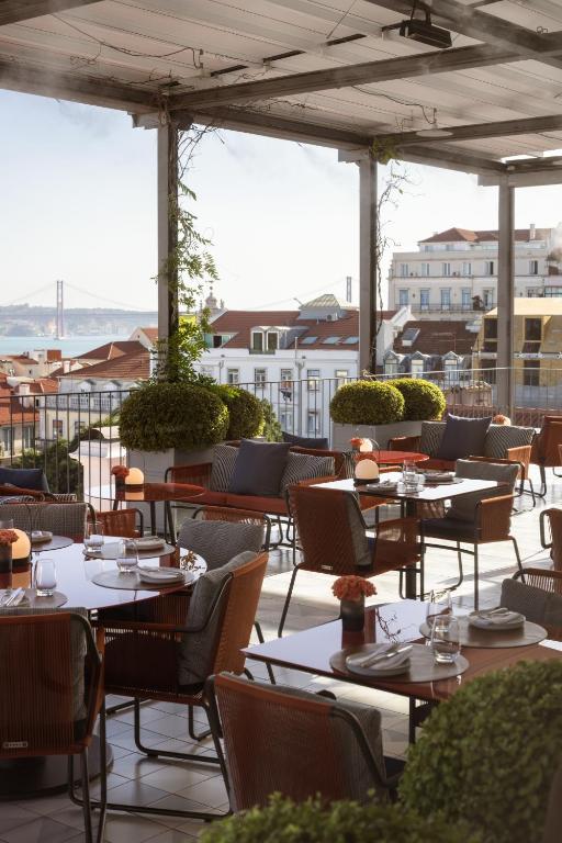 Terrasse avec vue du Bairro Hotel à Lisbonne.