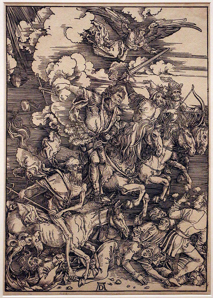 Cavaliers de l'apocalypse par Albert Durer au Musée d'art ancien de Lisbonne.