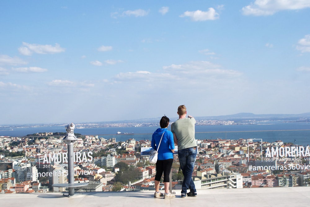 Vue panoramique à 360° depuis le point de vue depuis Amoreiras à Lisbonne.