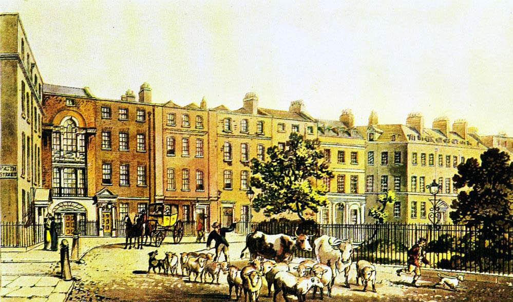 Quartier de Soho à Londres en 1816.