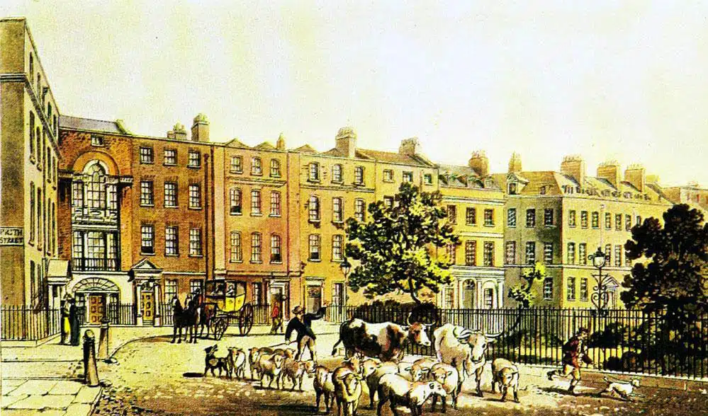 Quartier de Soho à Londres en 1816.