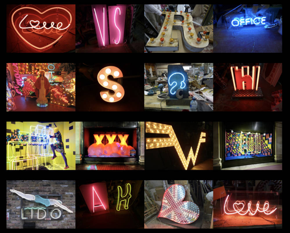 Neons vintage au God's own junkyard au nord de Londres.