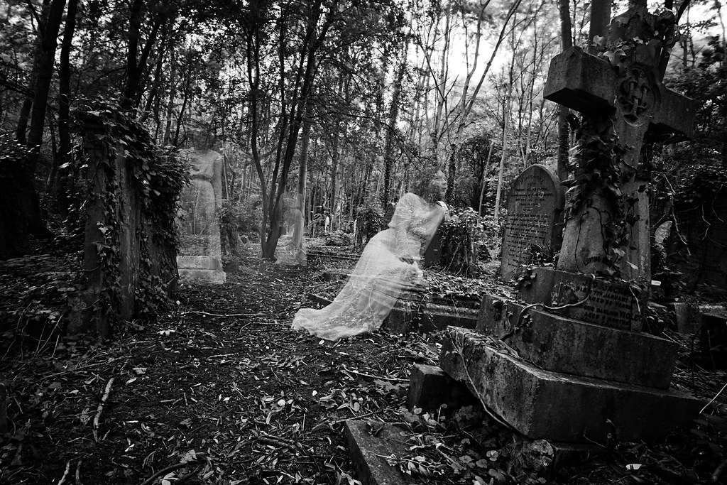 Dans la partie ancienne et mystérieuse du cimetière de Highgate dans le quartier de Hampstead à Londres - Photo de Chris JL