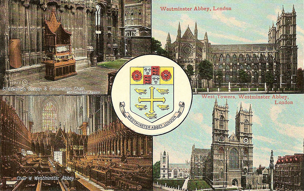 Westminster Abbey sur une belle carte postale de Londres du début 1900.