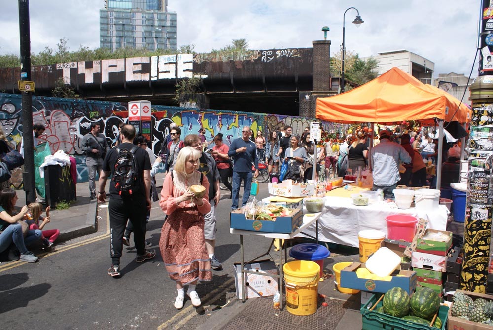 Visiter Londres - Ici sur le marché à Shoreditch