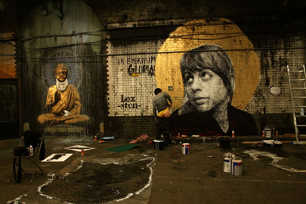 Street art : Création de Sten & Kex lors du Cans festival en 2008 au Graffiti tunnel sur Leake street dans le quartier de South Bank à Londres