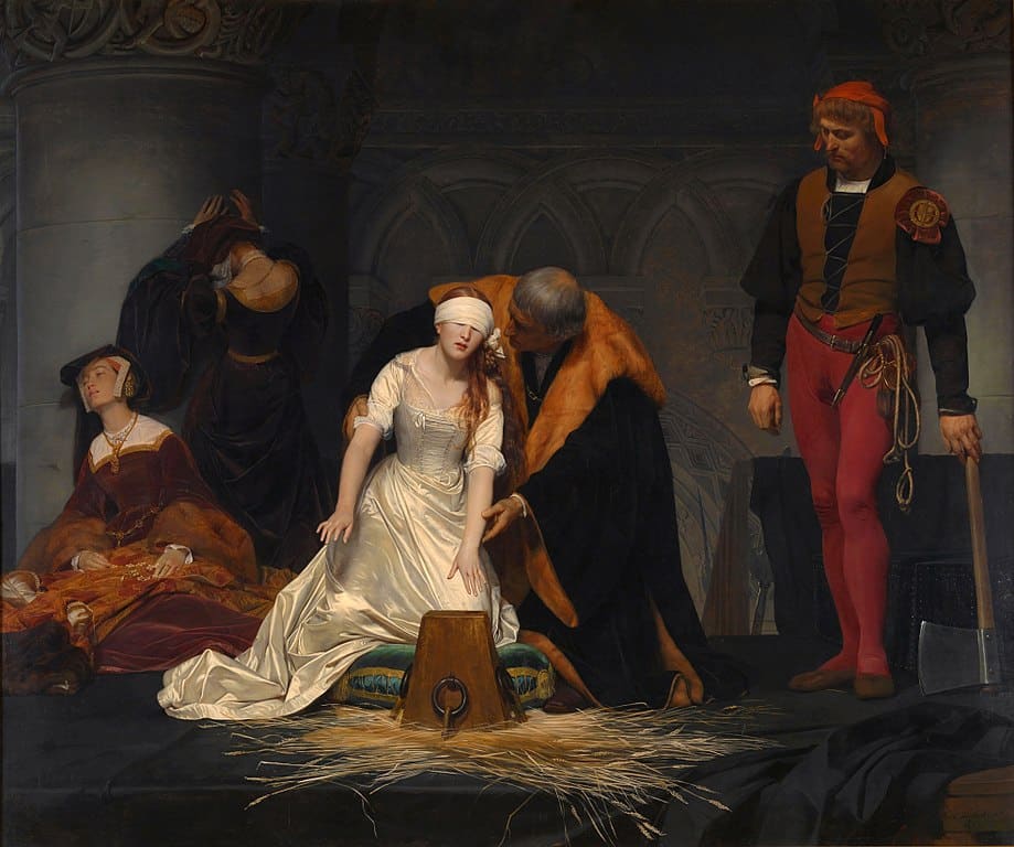 Execution à la Tour de Londres de Lady Jane Grey, reine d’Angleterre pendant 9 jours par Delaroche.