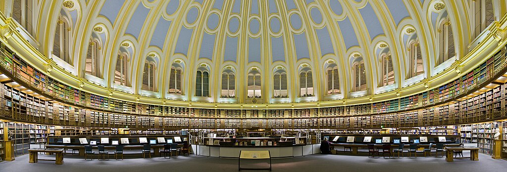 Reading room (salle de lecture) du British Museum à Londres. Photo de Dilif.