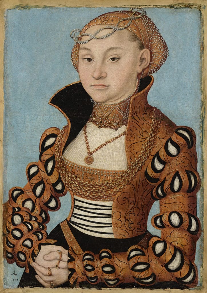 Portrait de noble saxonne par Cranach l'ancien (1534) au Musée des Beaux Arts de Lyon.