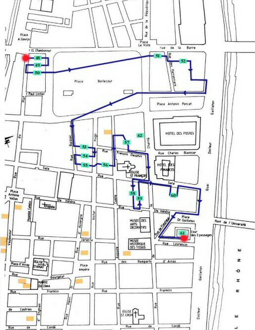 Parcours parmi les traboule de la presqu'ile de Lyon