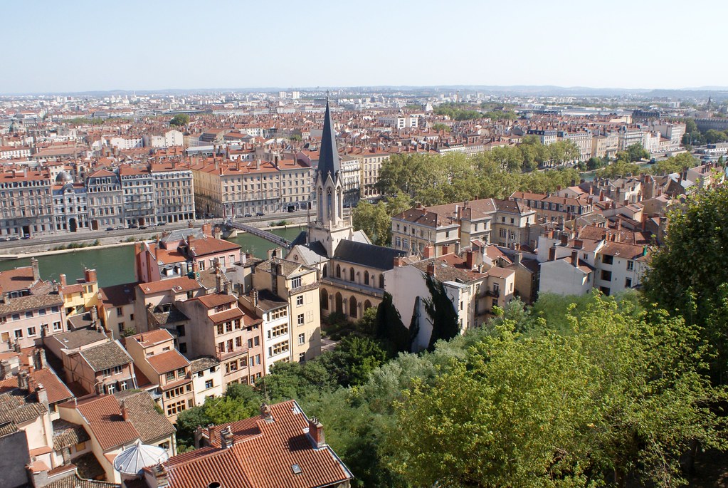 Vieux Lyon : Au premier plan vue sur le quartier de Saint George au sud de Saint Jean à Lyon.