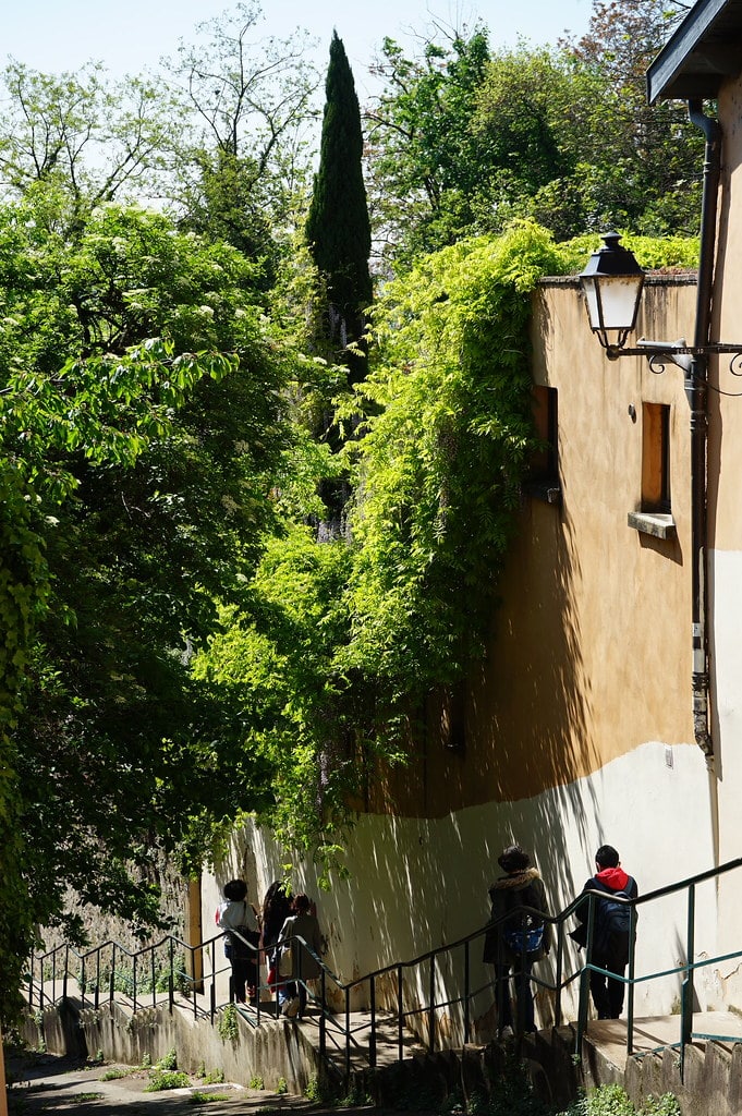 Escalier dans le quartier de Fourvière à Lyon.