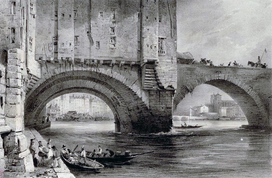L'ancien Pont du Change sur la Saône aujourd'hui disparu.