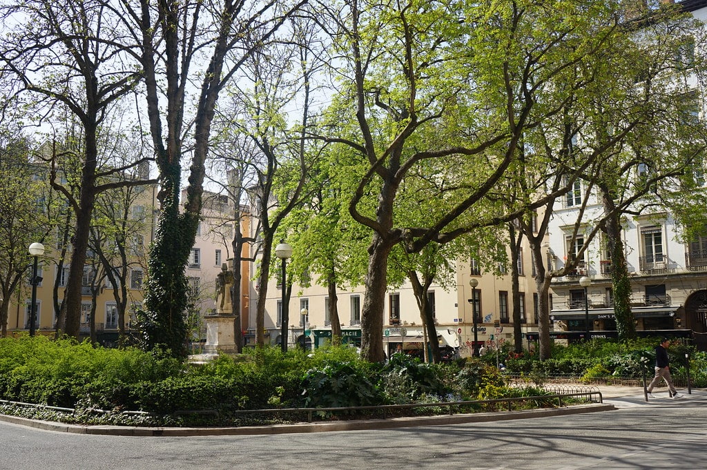 Dans le quartier des Terreaux sur la Place Sathonay.