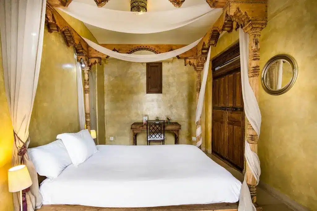 Chambre du Riad Le Rihani à Marrakech.