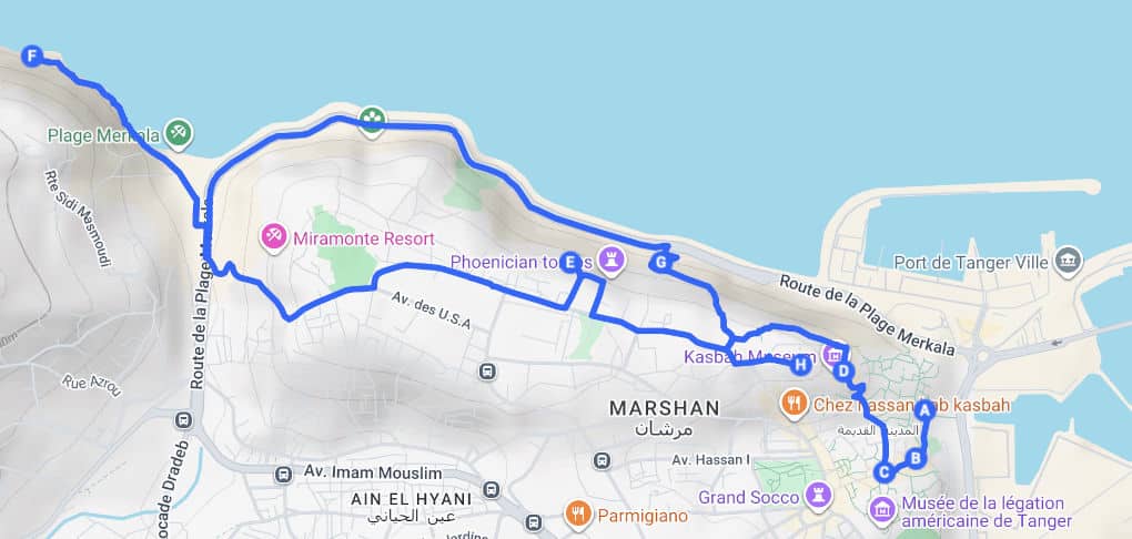 Itinéraire à Tanger : Jour 1 sur 3.