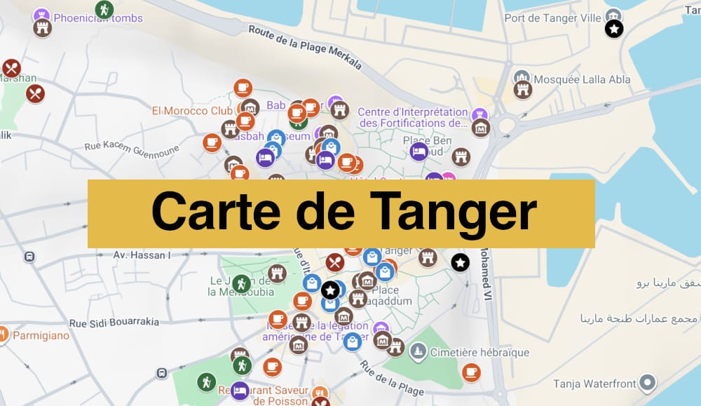 Lire la suite à propos de l’article Carte de Tanger (Maroc) : Tous les lieux du guide