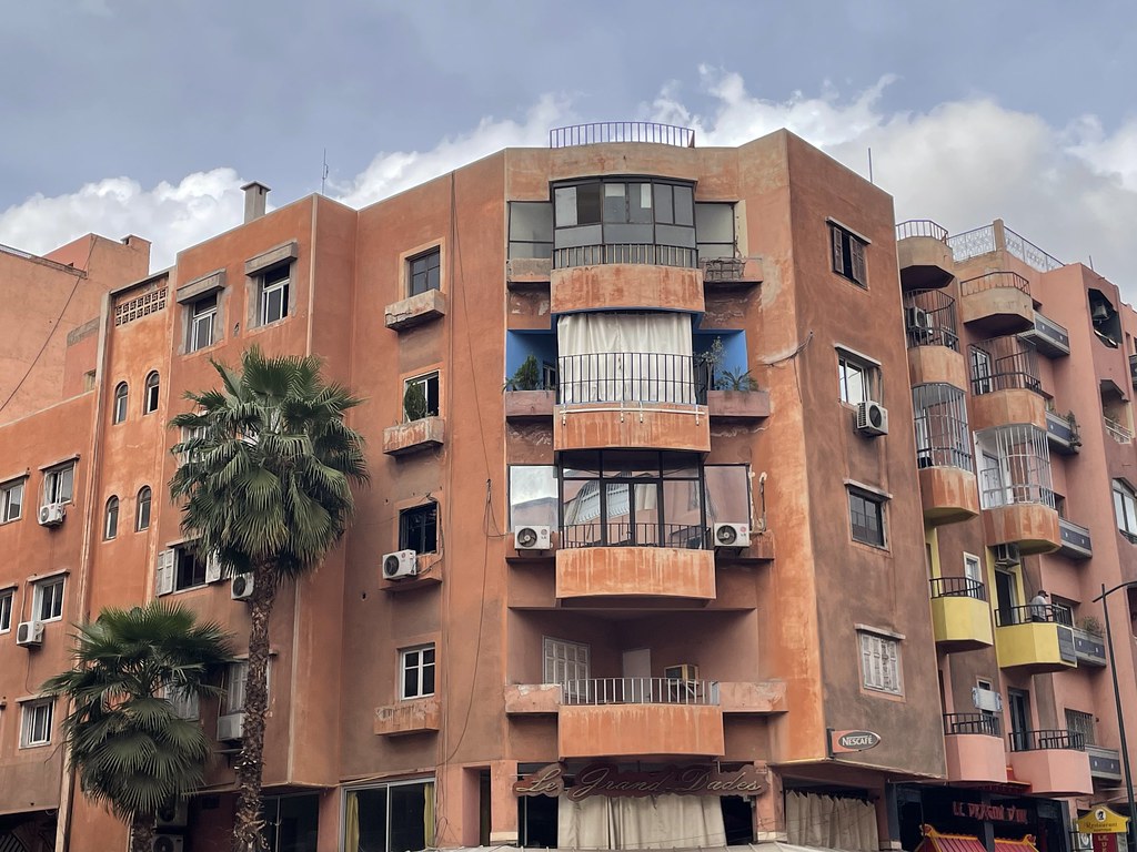 Immeuble dans le quartier de Guéliz à Marrakech.