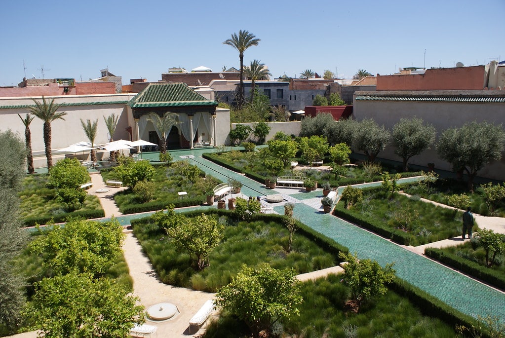 Vue sur le jardin islamique du jardin secret de Marrakech.