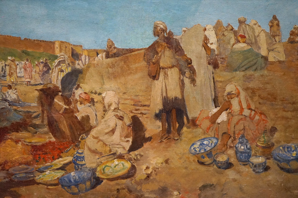 "Vendeurs de ceramique à Fès" tableau de Joseph Felix Bouchor.