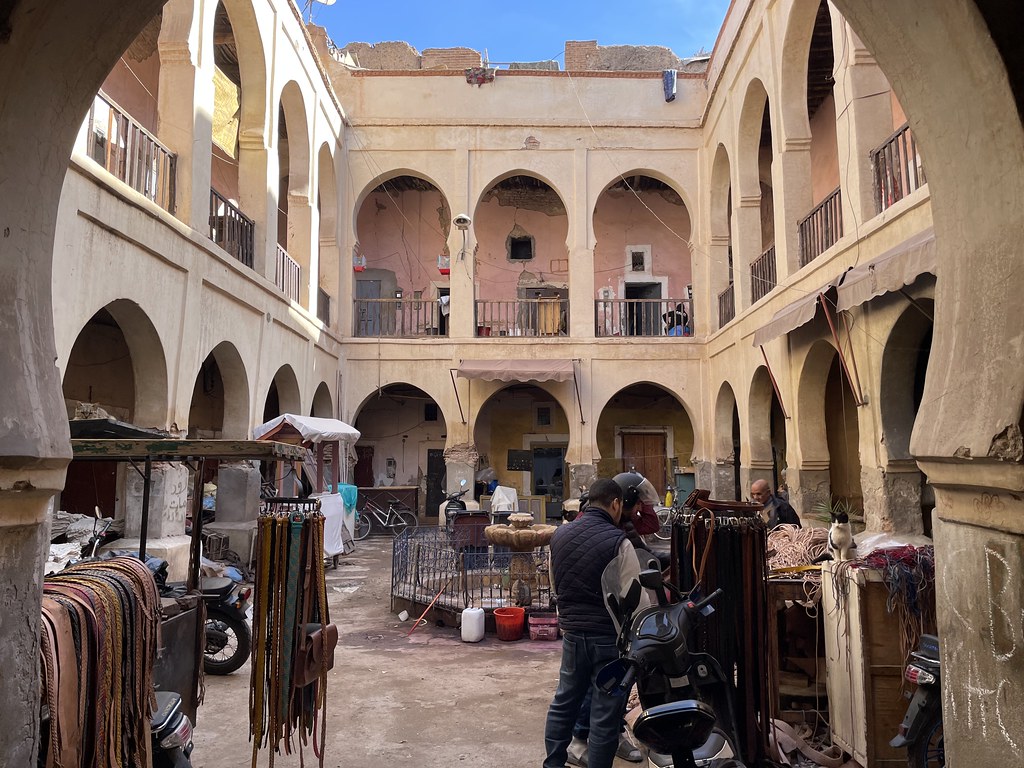 Foundouk, fondouk ou caravansérail dans le centre historique de Marrakech.