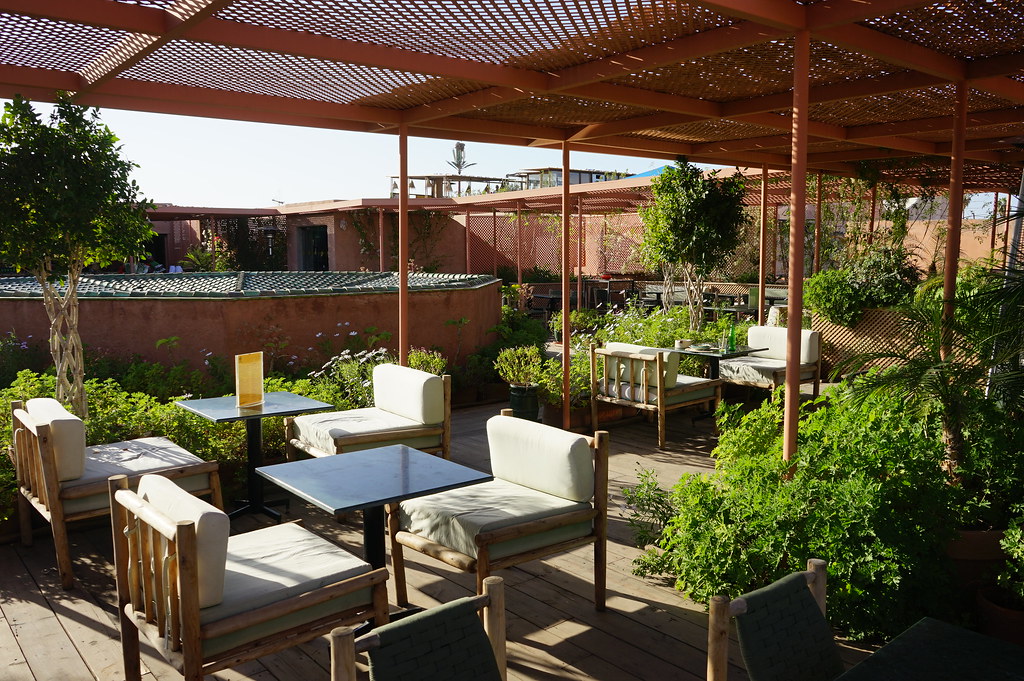 Café du musée des parures de Marrakech en toit-terrasse (rooftop). 