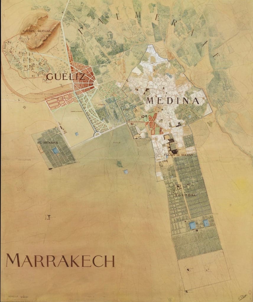 Plan d'aménagement de Marrakech par Henri Prost en 1920.