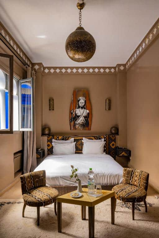 Chambre du Riad Goloboy à Marrakech.