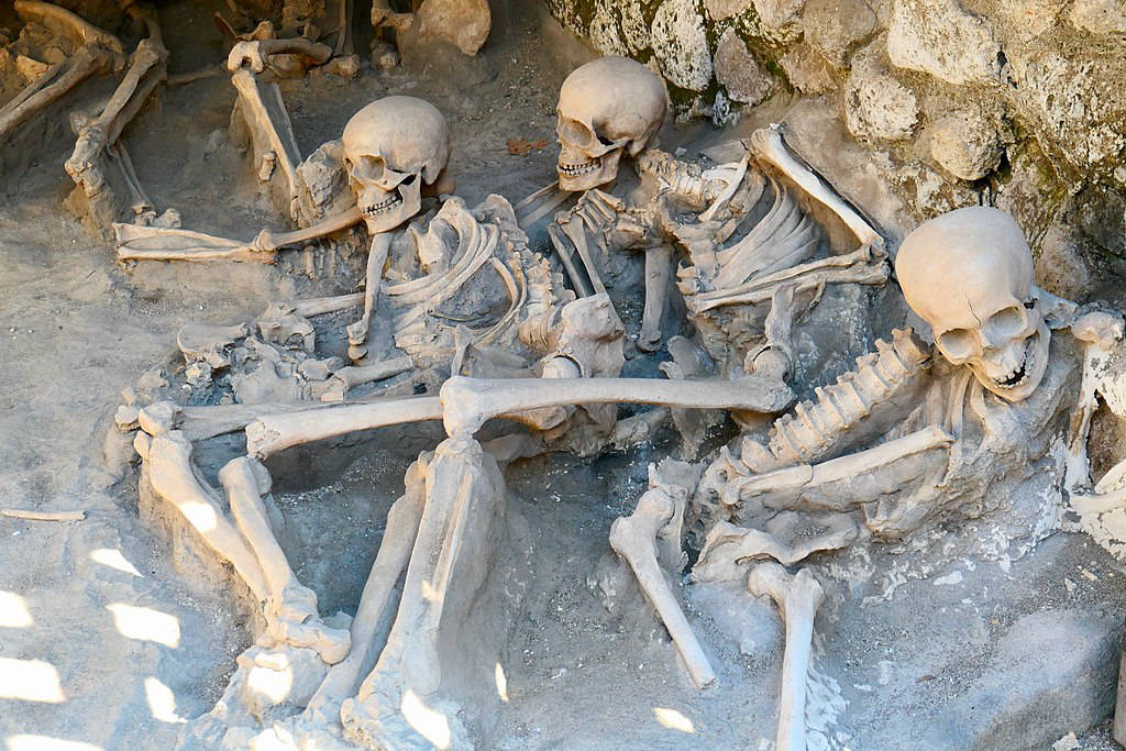 Squelettes sur le site d'Herculanum -Photo de Bruno Rijsman -Licence ccbysa 4.0