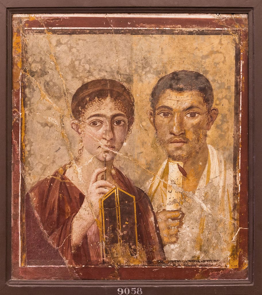 Portrait d'habitants de Pompéi dans le Musée Archéologique dans le centre historique de Naples.