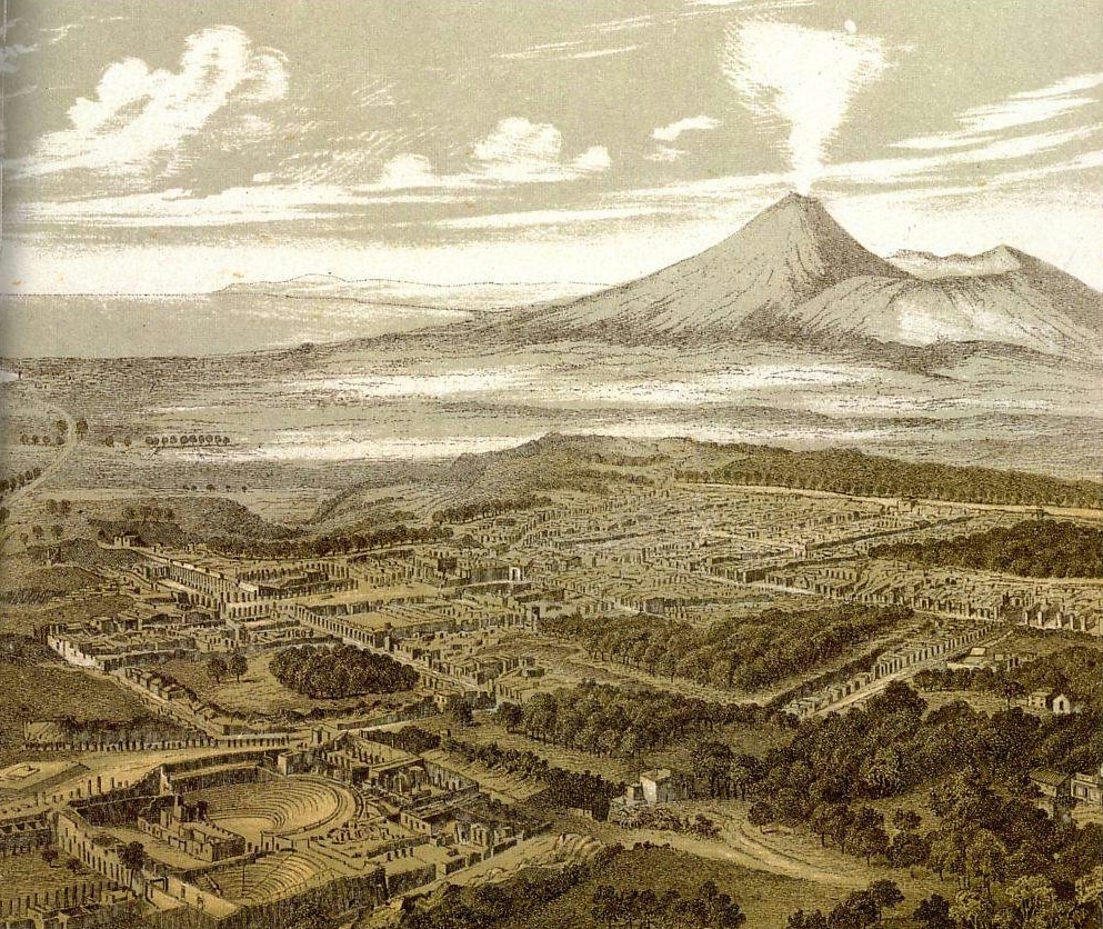 Illustration du site antique de Pompéi (1850) près de Naples par Friedrich Federer