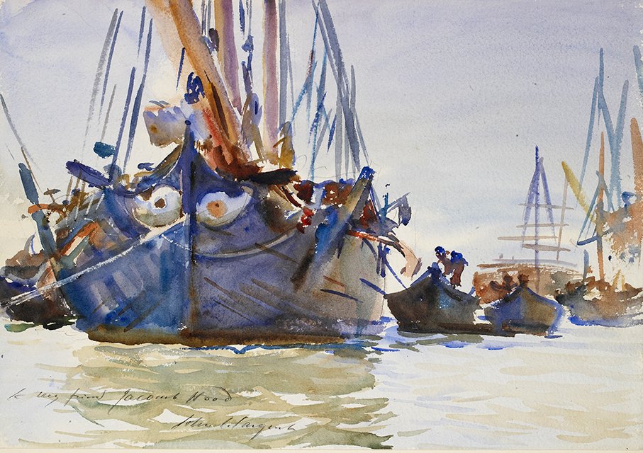 > "Italian Sailing Vessels at Anchor" (1907) tableau de John Singer Sargent au Ashmolean Museum d'Oxford.