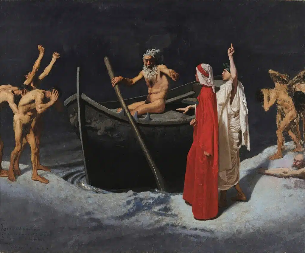 Paolo Vetri et son tableau "Dante e Virgilio dinnanzi la barca di Caronte" (1874) au GAM, musée d'art moderne de Palerme