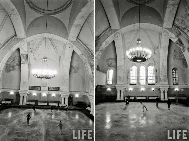 Eglise de la Dormition de la Sainte Mère de Dieu à Saint Petersbourg transformé en patinoire - Photo de mikhailtula.livejournal.com