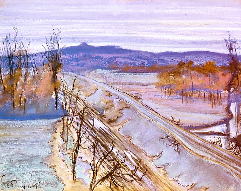 Vue sur le tertre Kosciuszko à Cracovie depuis l'atelier de Stanisław Wyspiański (1904).