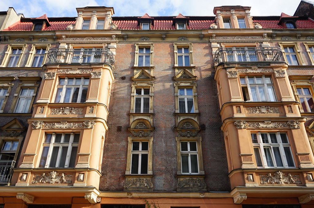 Architecture : Façade néo-baroque du centre-sud de Katowice.