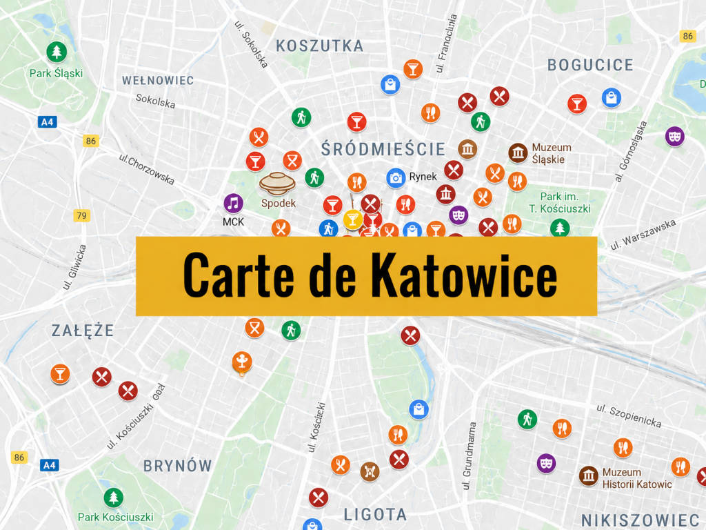 Carte de Katowice : Tous les lieux du guide