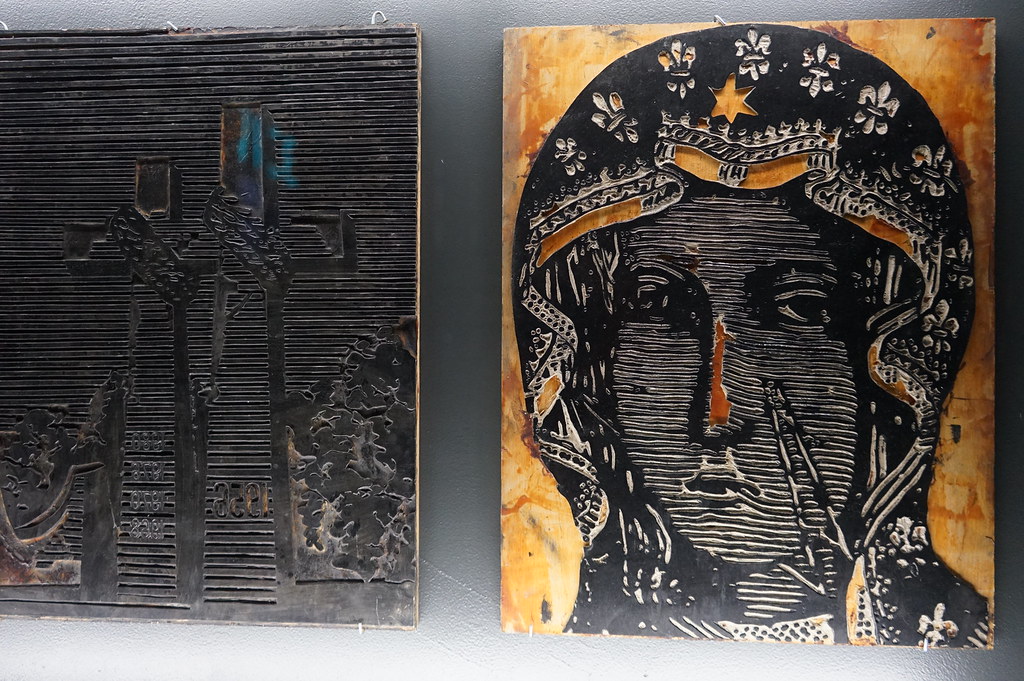 Gravure de la vierge noire de Czestochowa dans le musée de la mine Wujek à Katowice.