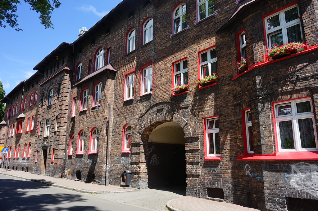 Façades du quartier minier de Nikiszowiec à Katowice.