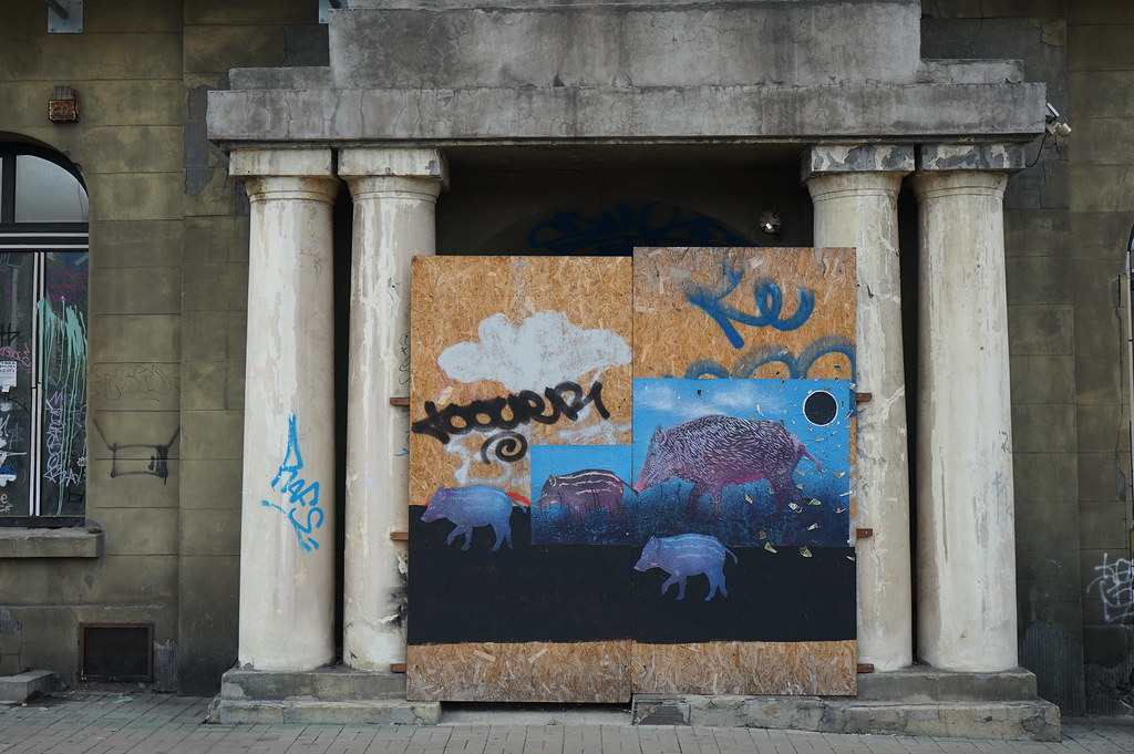 Street art et paysage urbain dans le centre de Katowice.