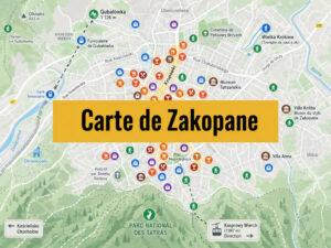 Carte de Zakopane (Pologne) : Tous les lieux du guide