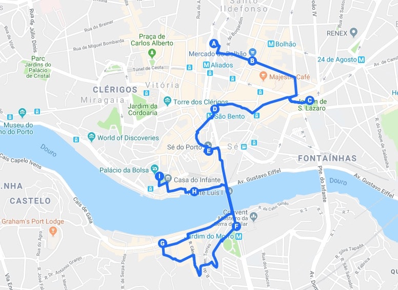 Itinéraires pour visiter Porto : Jour 1.