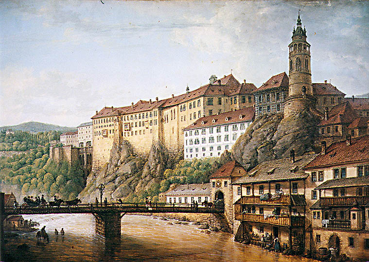 Chateau du Český Krumlov en République Tchèque – Tableau de Ferdinand Runk (1821)