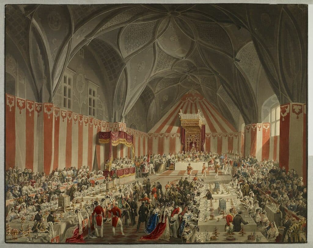 Bal dans la salle Vladislav au Chateau de Prague. Tableau de Eduard Gurk