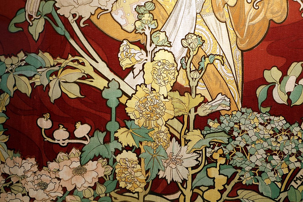 Détails d'une oeuvre art nouveau dans le Musée d'art décoratifs dans la vieille ville de Prague.