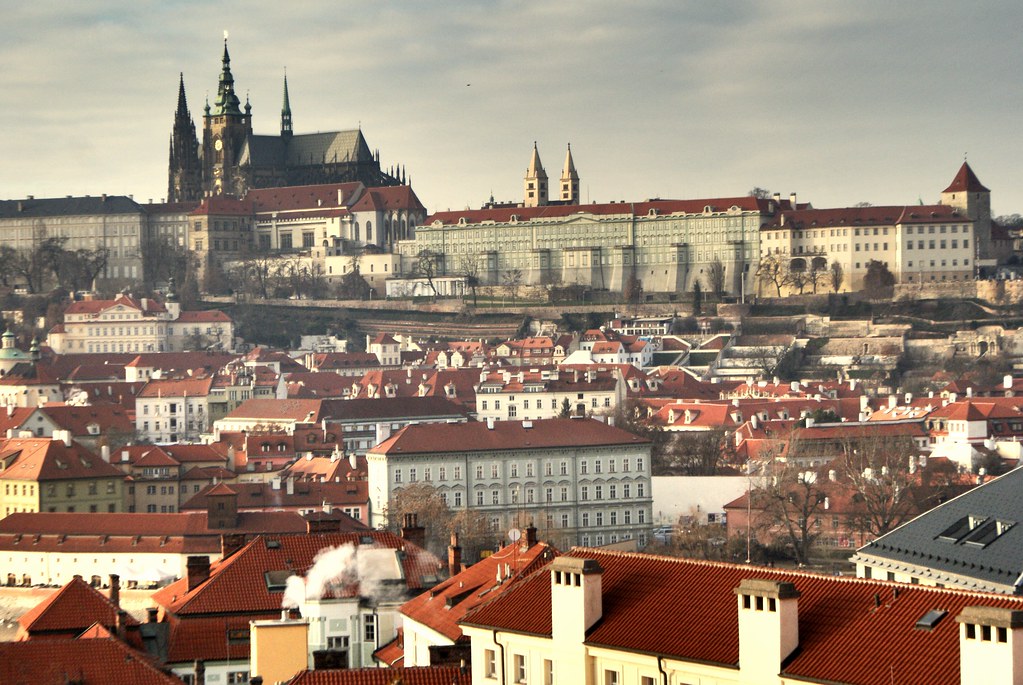 Vue depuis l'observatoire astronomique du Clementinum dans la Vieille Ville de Prague