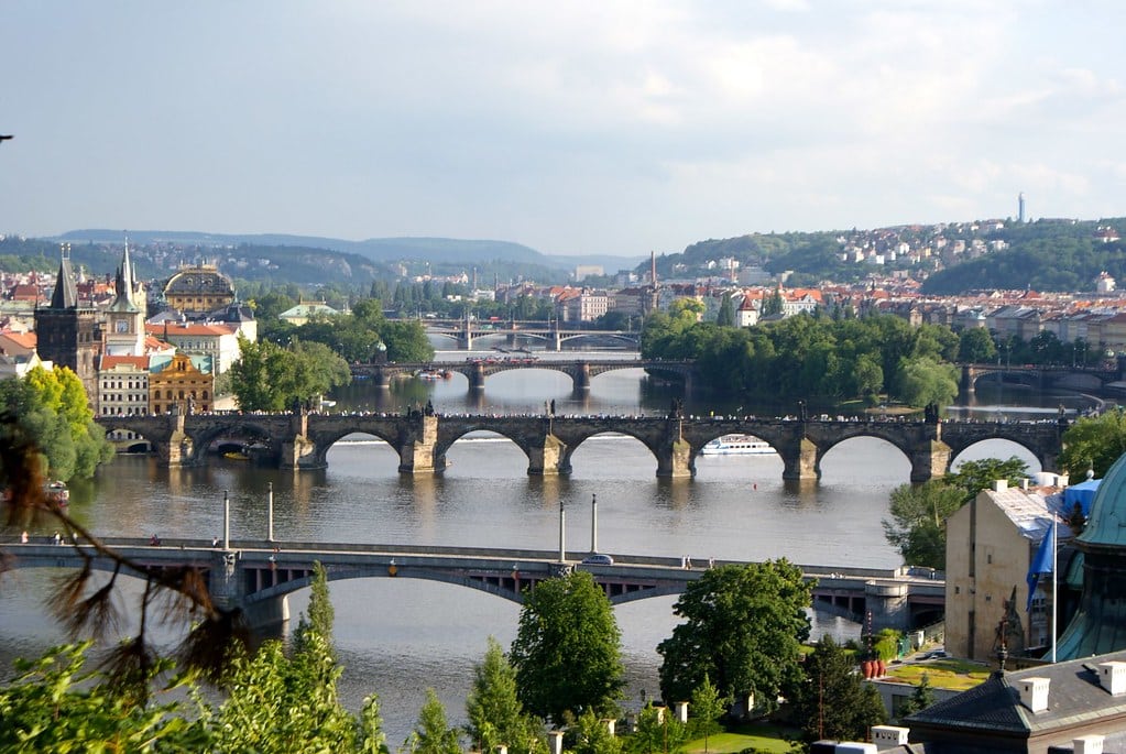 Ponts sur la Vltava depuis le Pavilon Hanavsky.