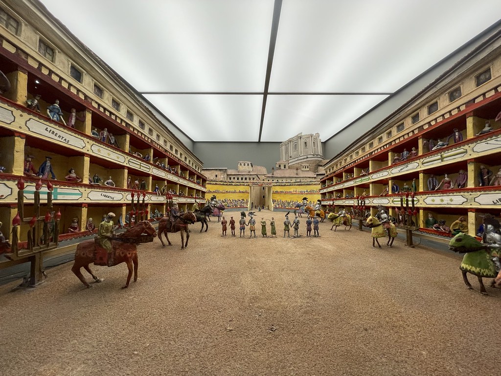 Représentation d'un tournoi chevaleresque dans la cour du Vatican dans le Musée des arts et traditions populaires de Rome.