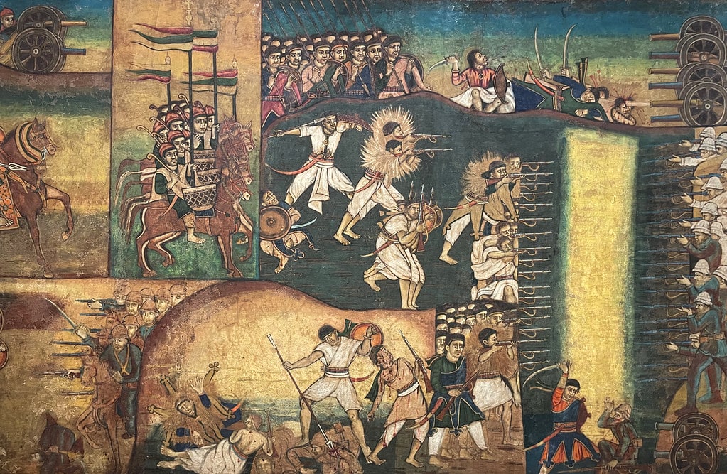 Bataille d'Adwa par Aleka Loukas (?) dans l'ex Musée colonial dans le Musée national préhistorique et ethnographique Luigi-Pigorini à Rome.