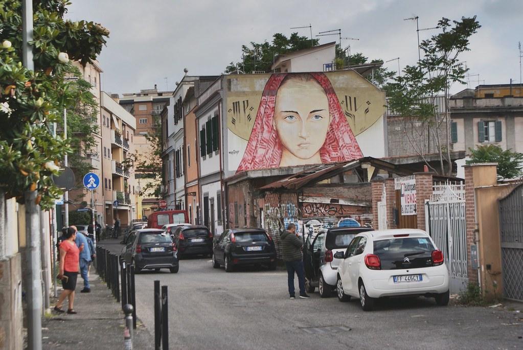 Street art dans le quartier de Pigneto à Rome.